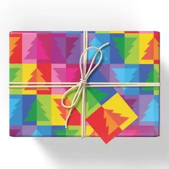 Rainbow Christmas Trees Wrapping Paper