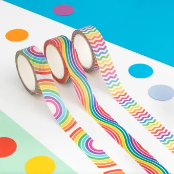 Colourful Rainbow Washi Tape Set of 3