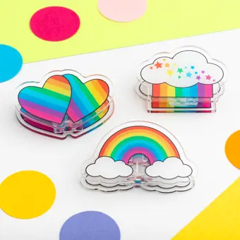 Colourful Rainbow Paper Clip Set of 3