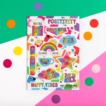 Colourful Positivity A5 Vinyl Sticker Sheet