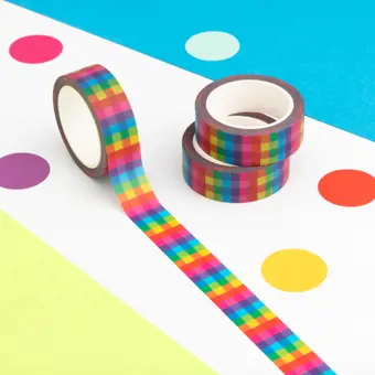 Bright Rainbow Checkerboard Washi Tape