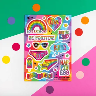 Rainbow Encouragement A5 Vinyl Sticker Sheet